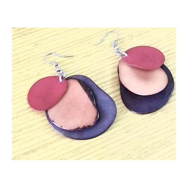 3 Slices Tagua Earrings