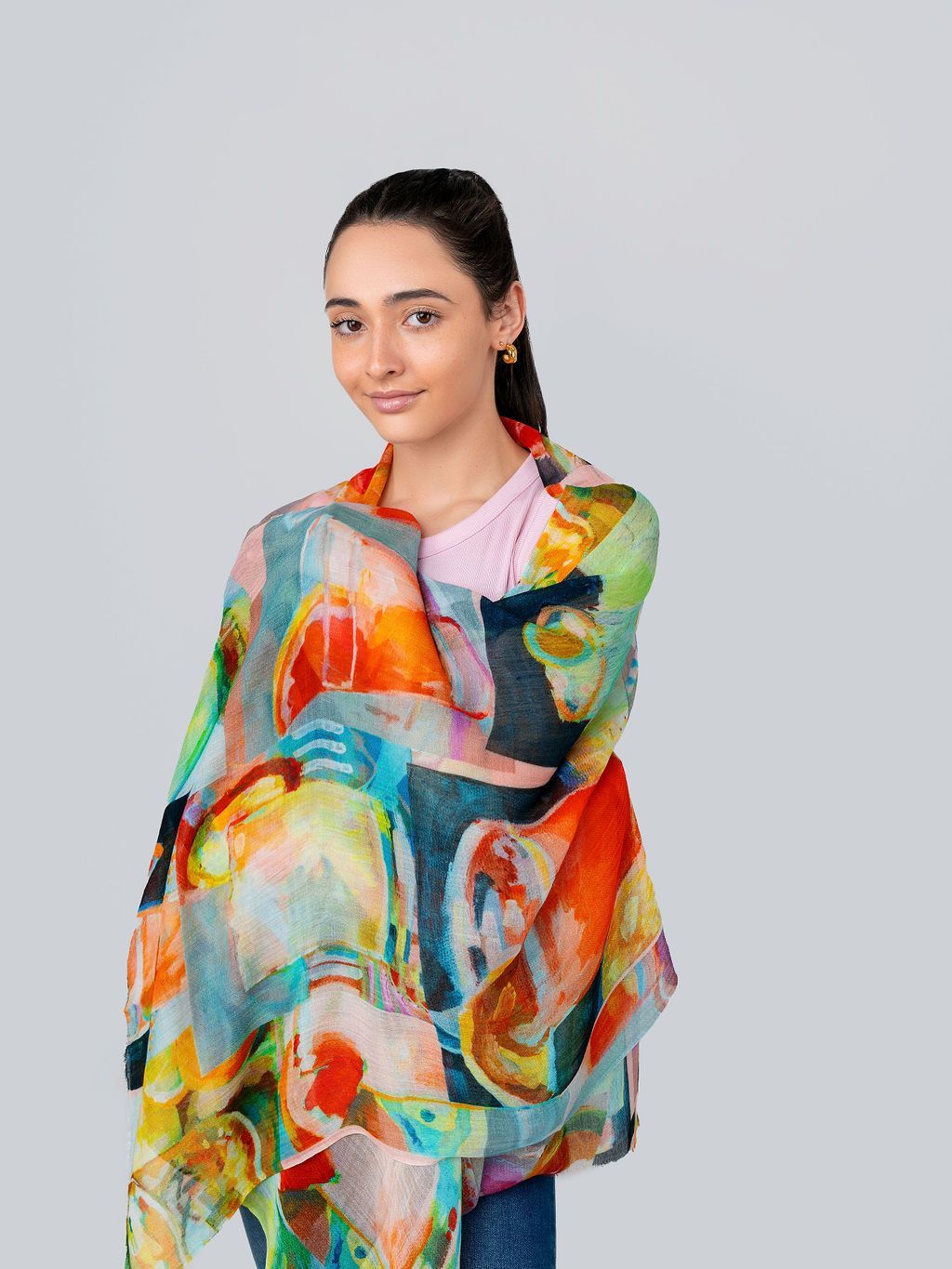 Cocktail Painterly Print Modal Scarf