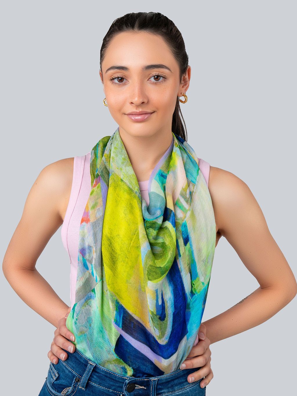 Cocktail Painterly Print Modal Scarf