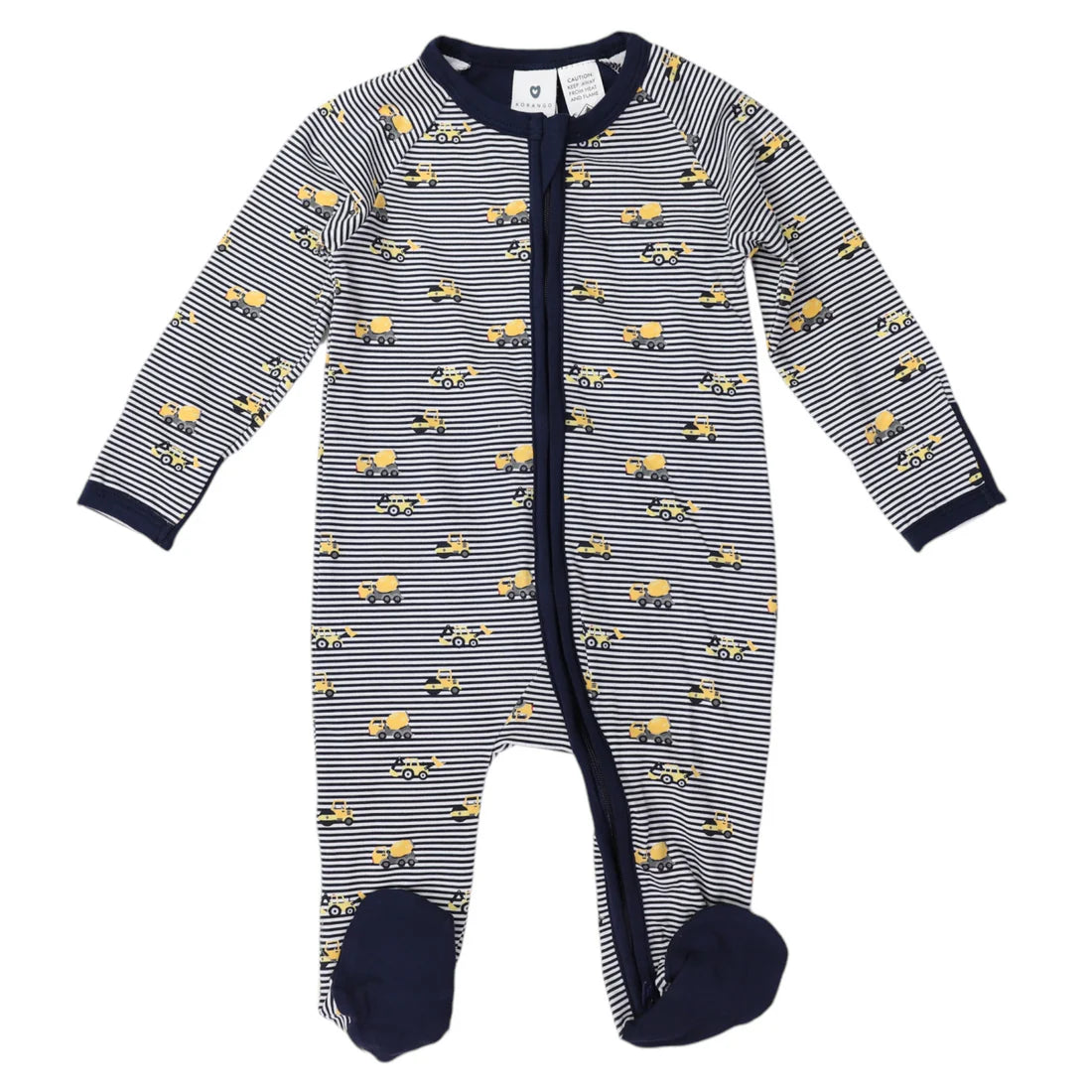 Trucks &amp; Diggers Long Sleeve Zip Romper - Navy