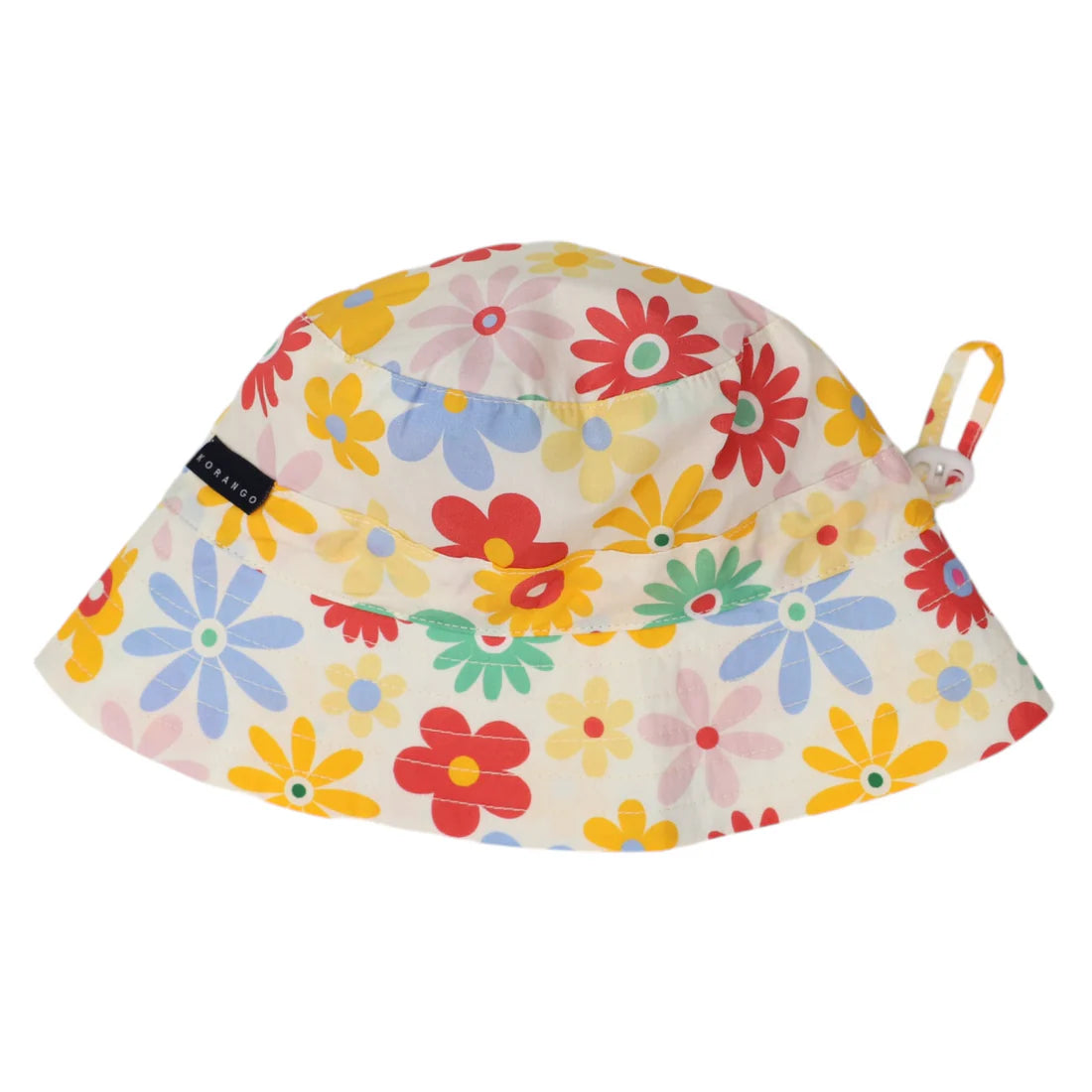 Flower Print Woven Frill Sun Hat - Cream