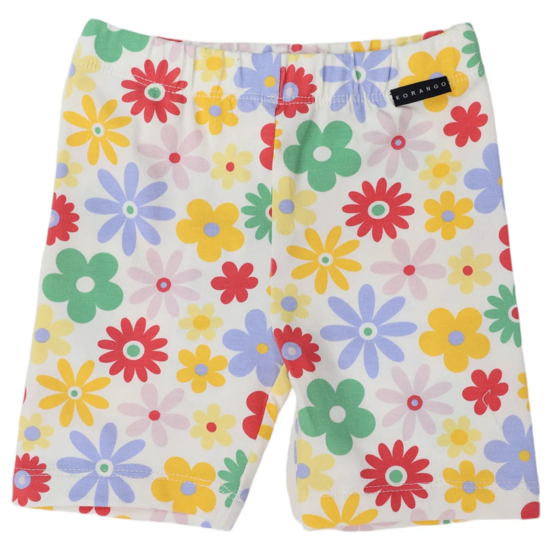 Flower Print Cotton Bike Shorts - Cream