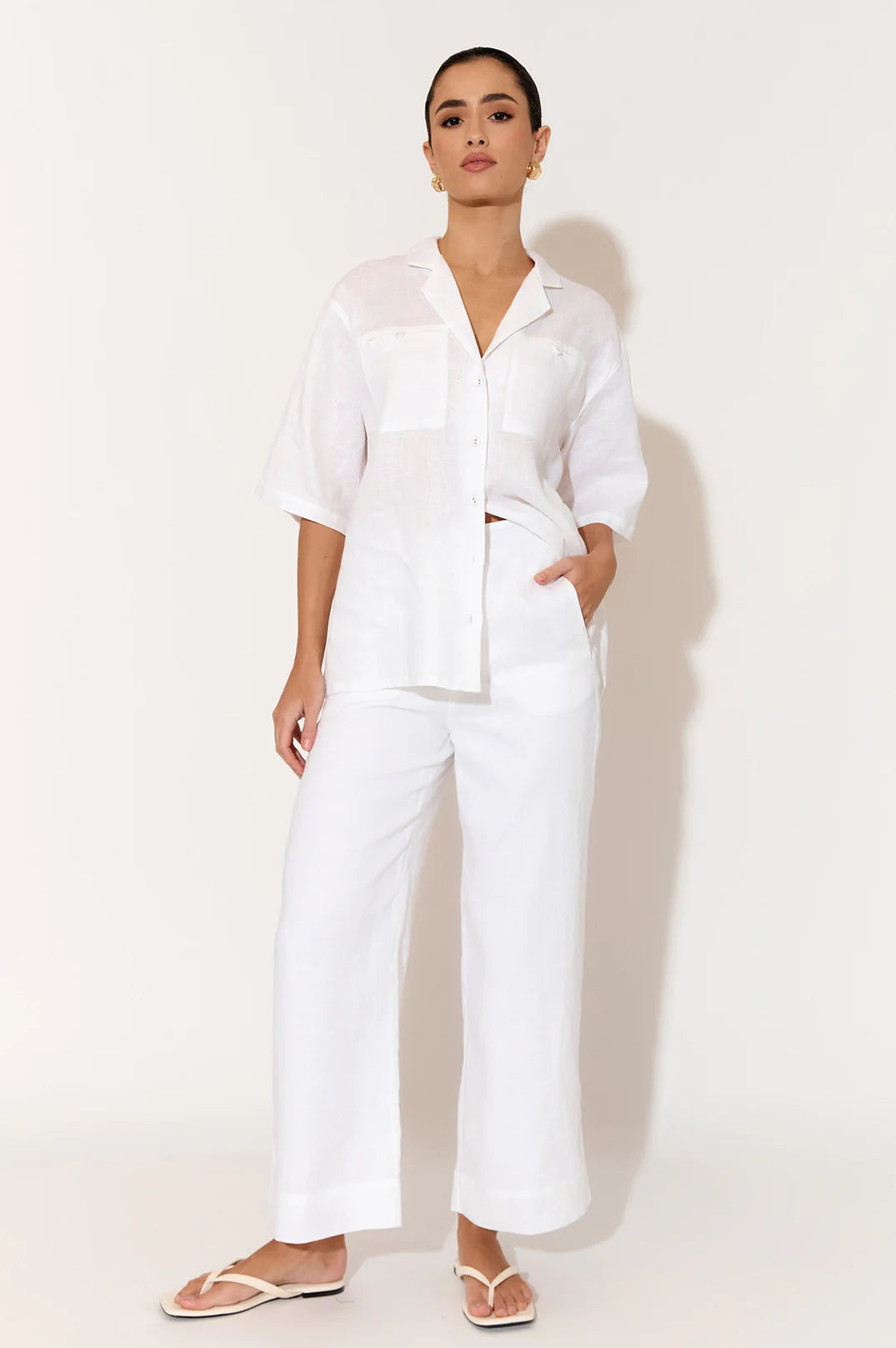 Mill & Hide - adorne - Nisha Cropped Linen Pant White