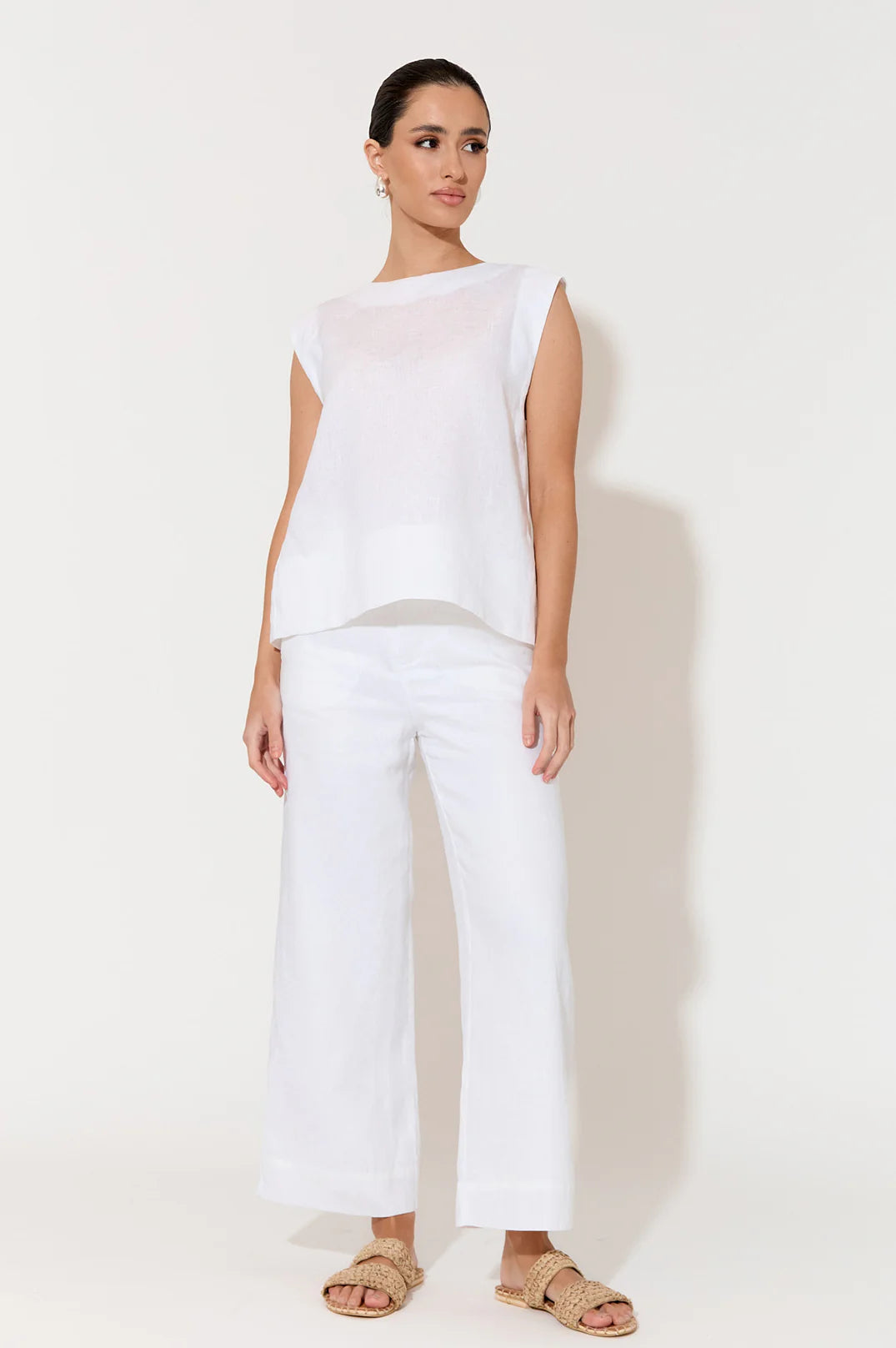 Mill & Hide - adorne - Kita Linen Button Back Top White