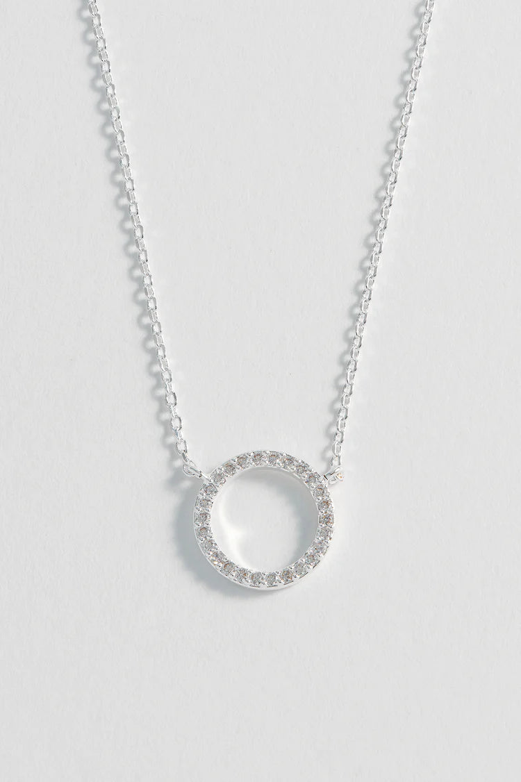 EB - Circle CZ Necklace Silver Plated