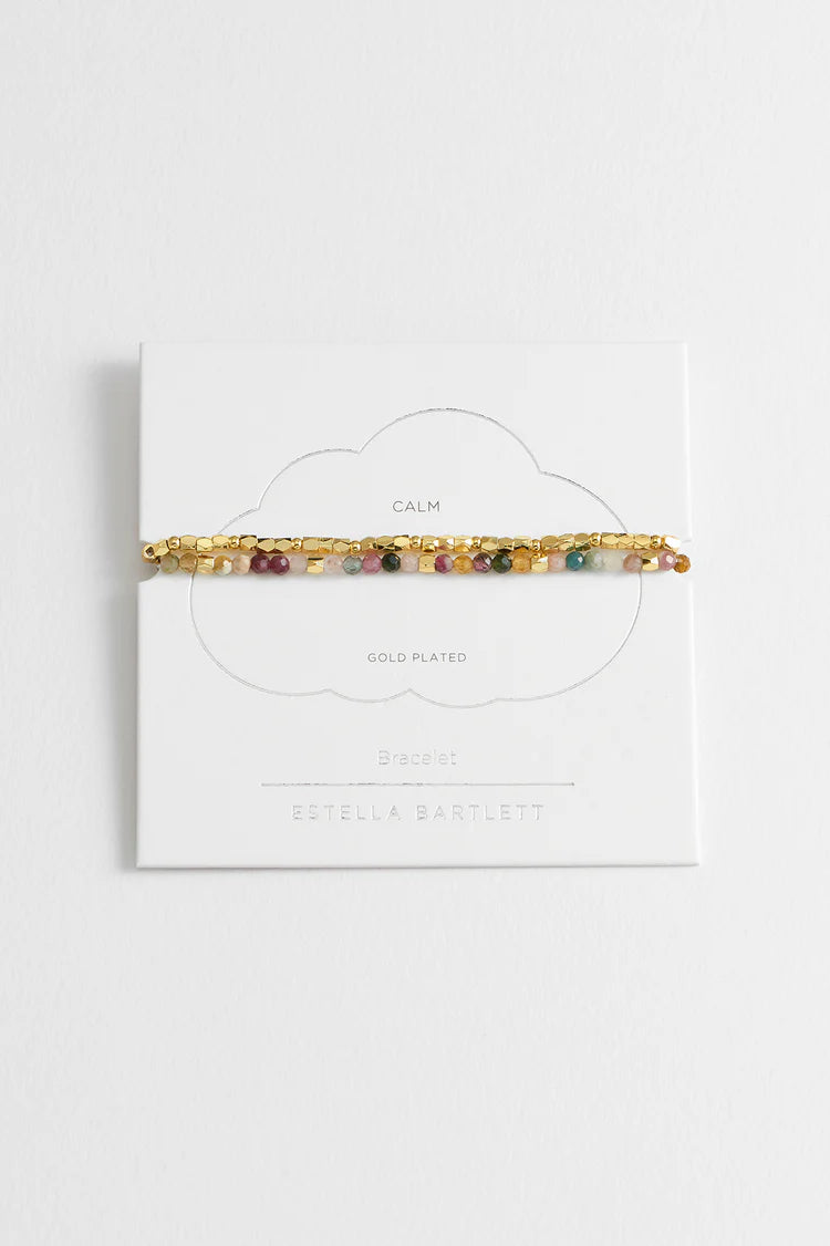 EB - Coco Bead & Tourmaline Double Bracelet Gold Plated