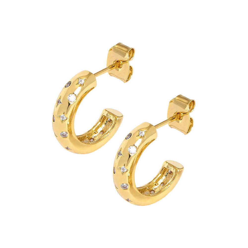 EB - Constellation Chunky Hoop Earrings Gold Plated