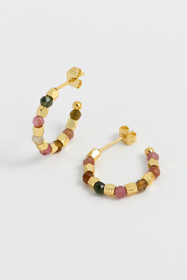 EB - Coco &amp; Tourmaline Hoop Earrings Gold Plated