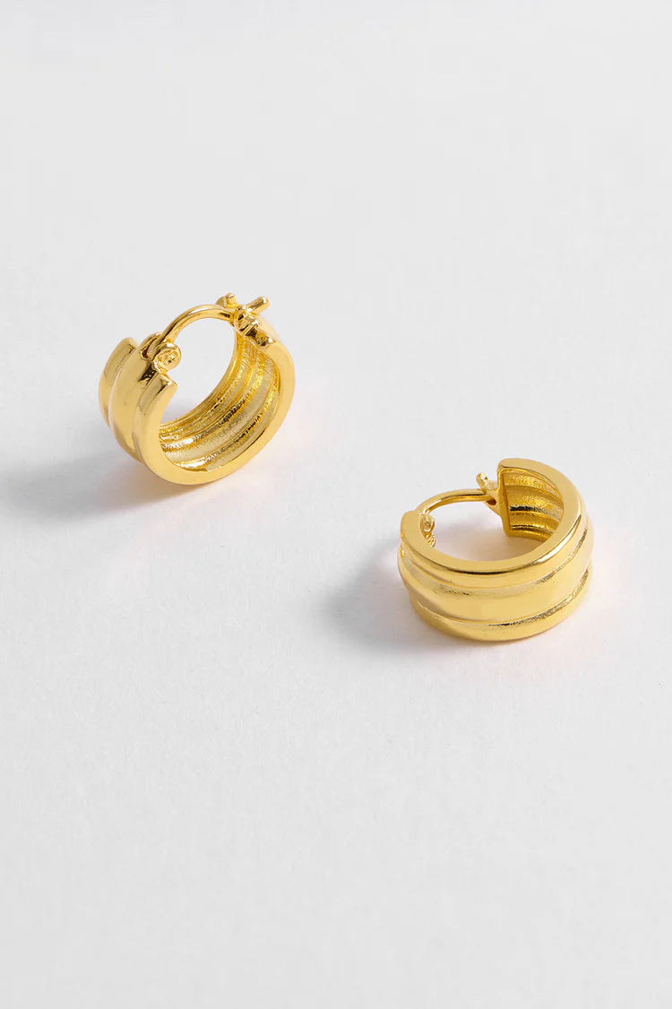 EB - Chunky Textured Hoop Earrings Gold Plated