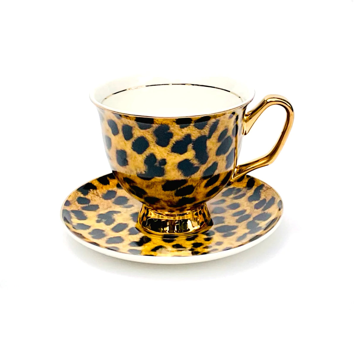 XL Leopard Print Teacup &amp; Saucer