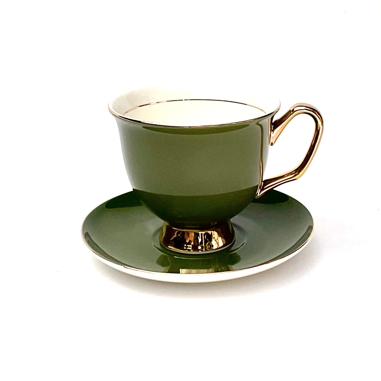 XL Olive Green Teacup & Saucer