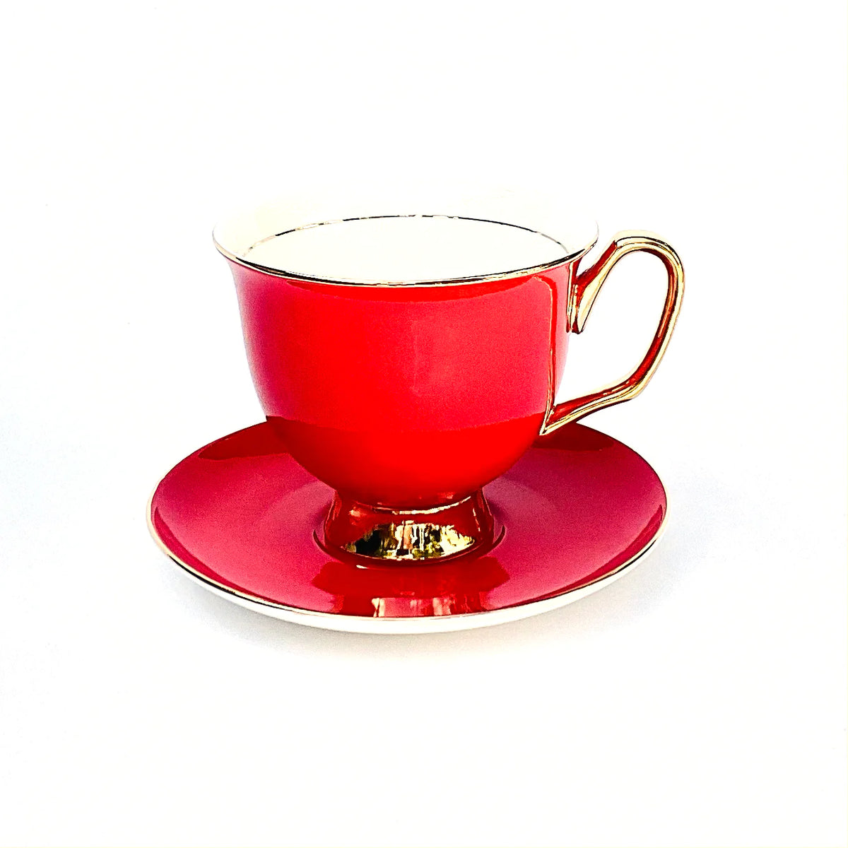 XL Red Teacup &amp; Saucer