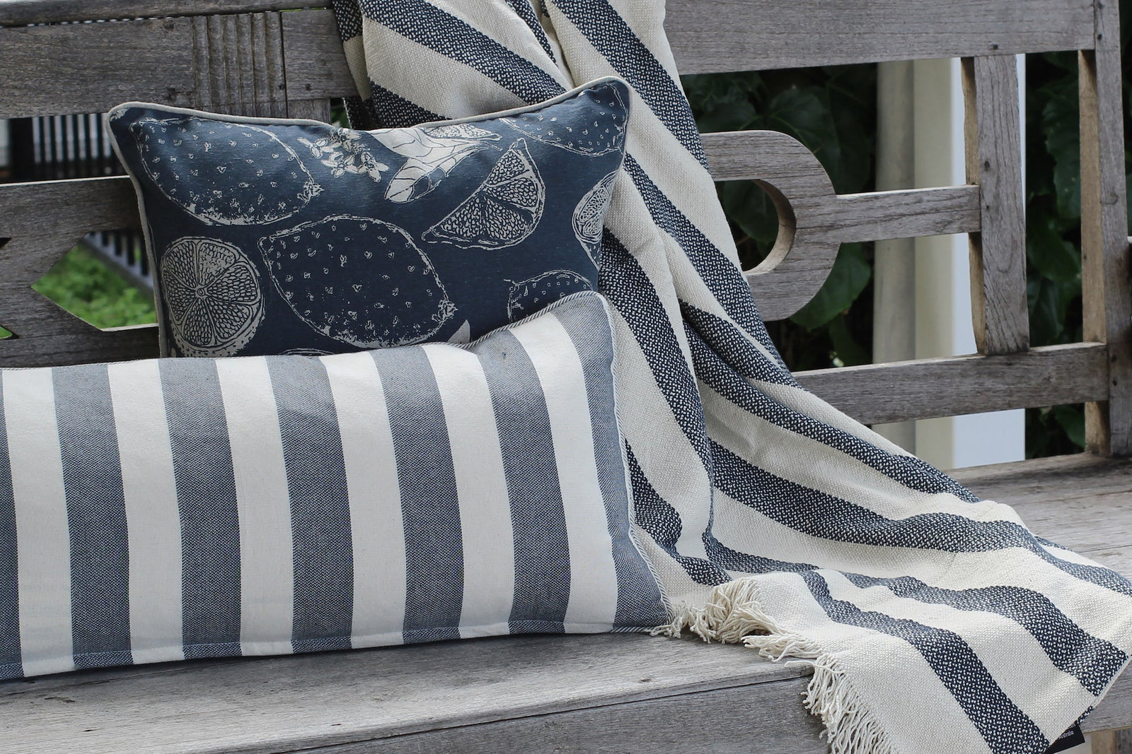 Bold Stripe Breakfast Cushion Dark Slate