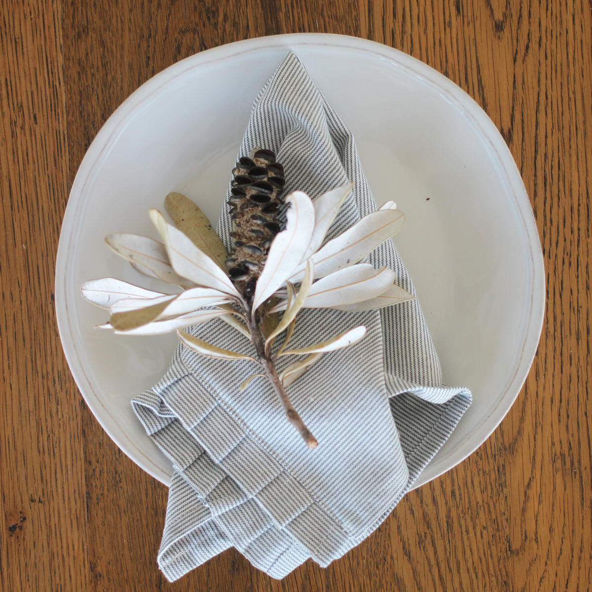 Pin Stripe Napkin - Set 4 Charcoal