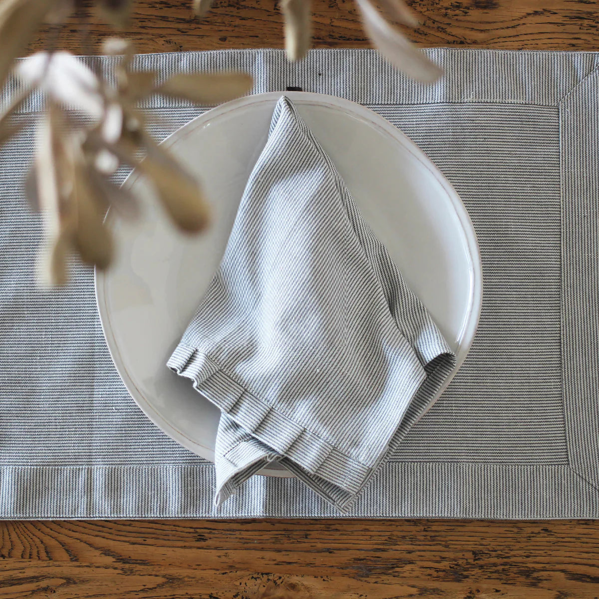 Pin Stripe Placemat - Set 4 Charcoal