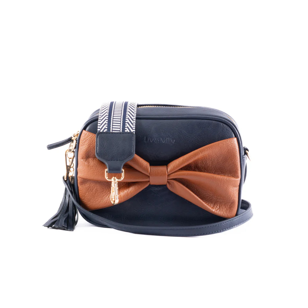 Sally with a Bow - Navy / Tan