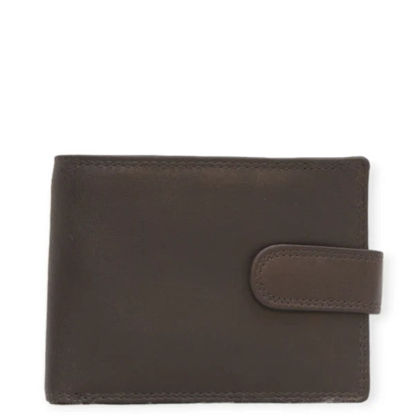 Leather Tab Wallet - Brown