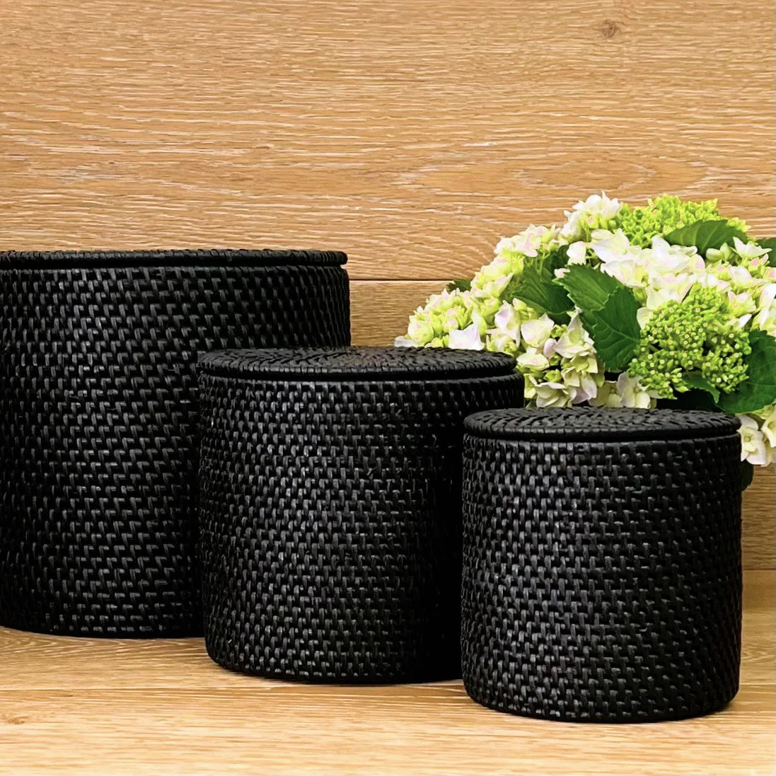 Rattan Canister - Black