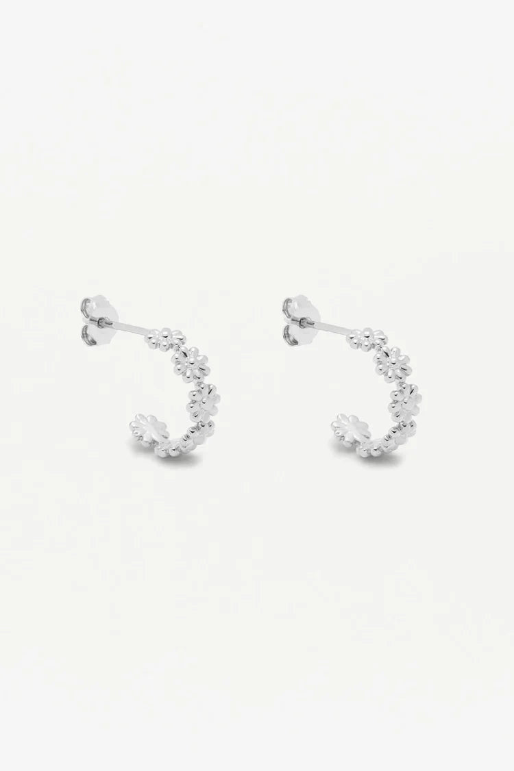 EB - Wildflower Daisy Chain Hoop Earrings Silver Plated