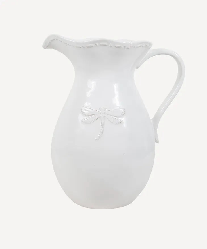 Dragonfly Stoneware White Large Jug