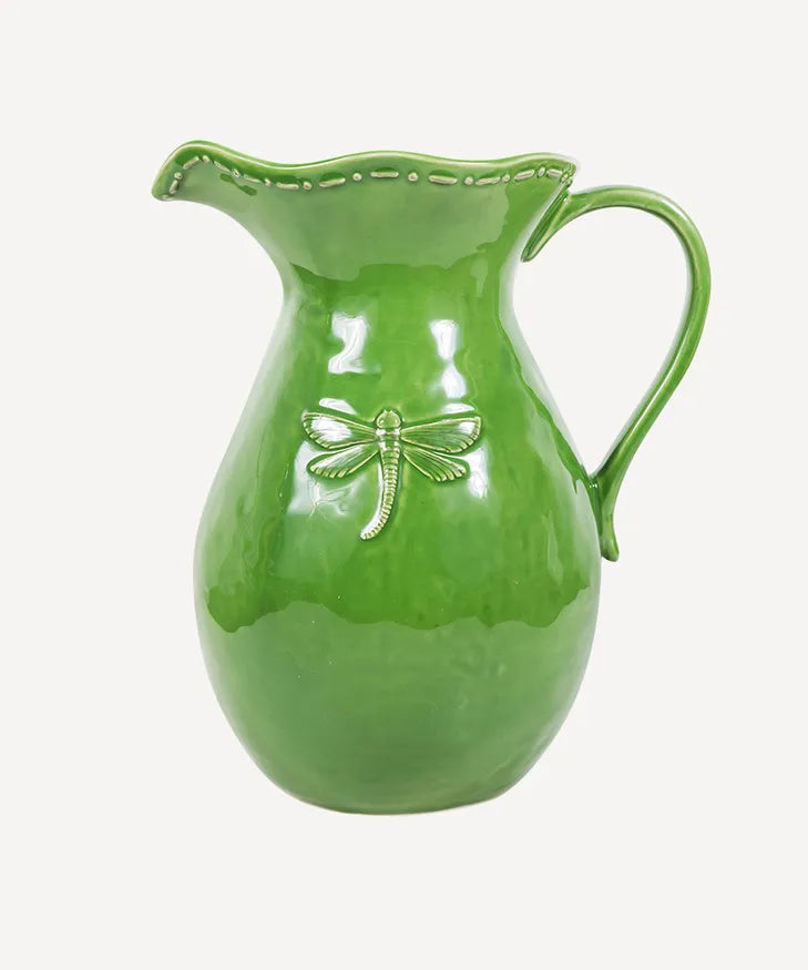 Dragonfly Stoneware Green Jug