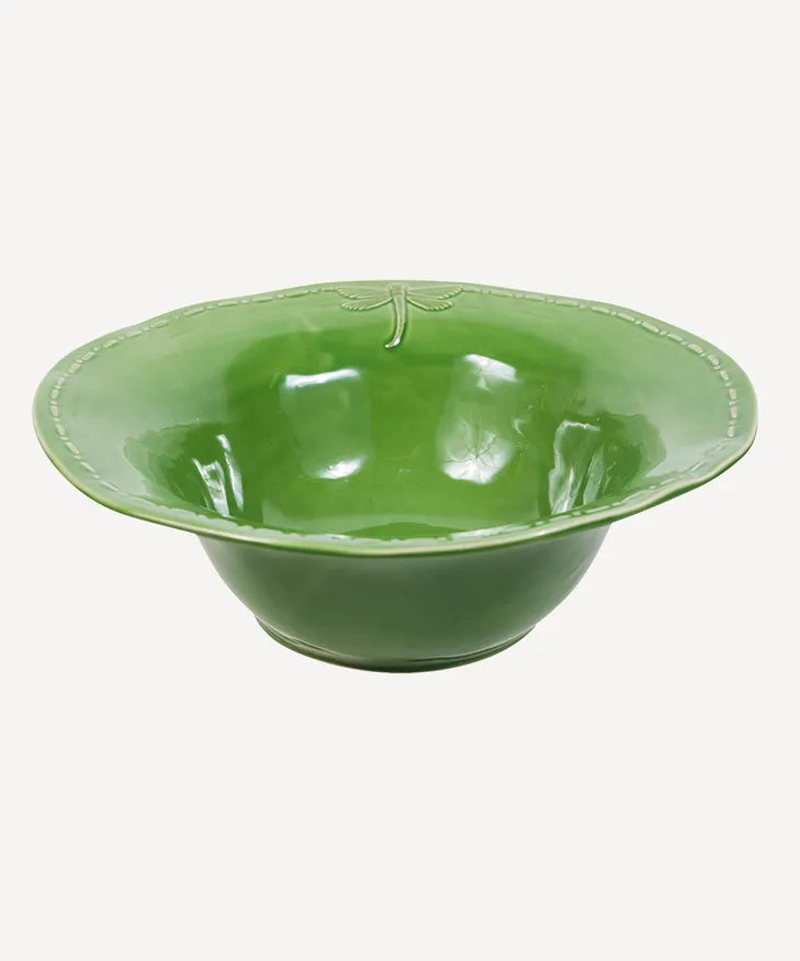 Dragonfly Stoneware Green Salad Bowl