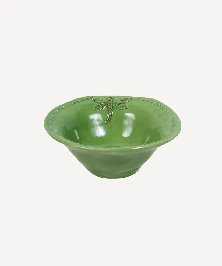 Dragonfly Stoneware Green Salt Bowl