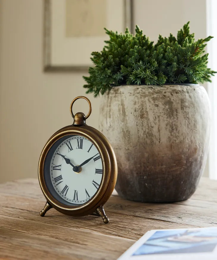 Desk Clock - Antique Gold