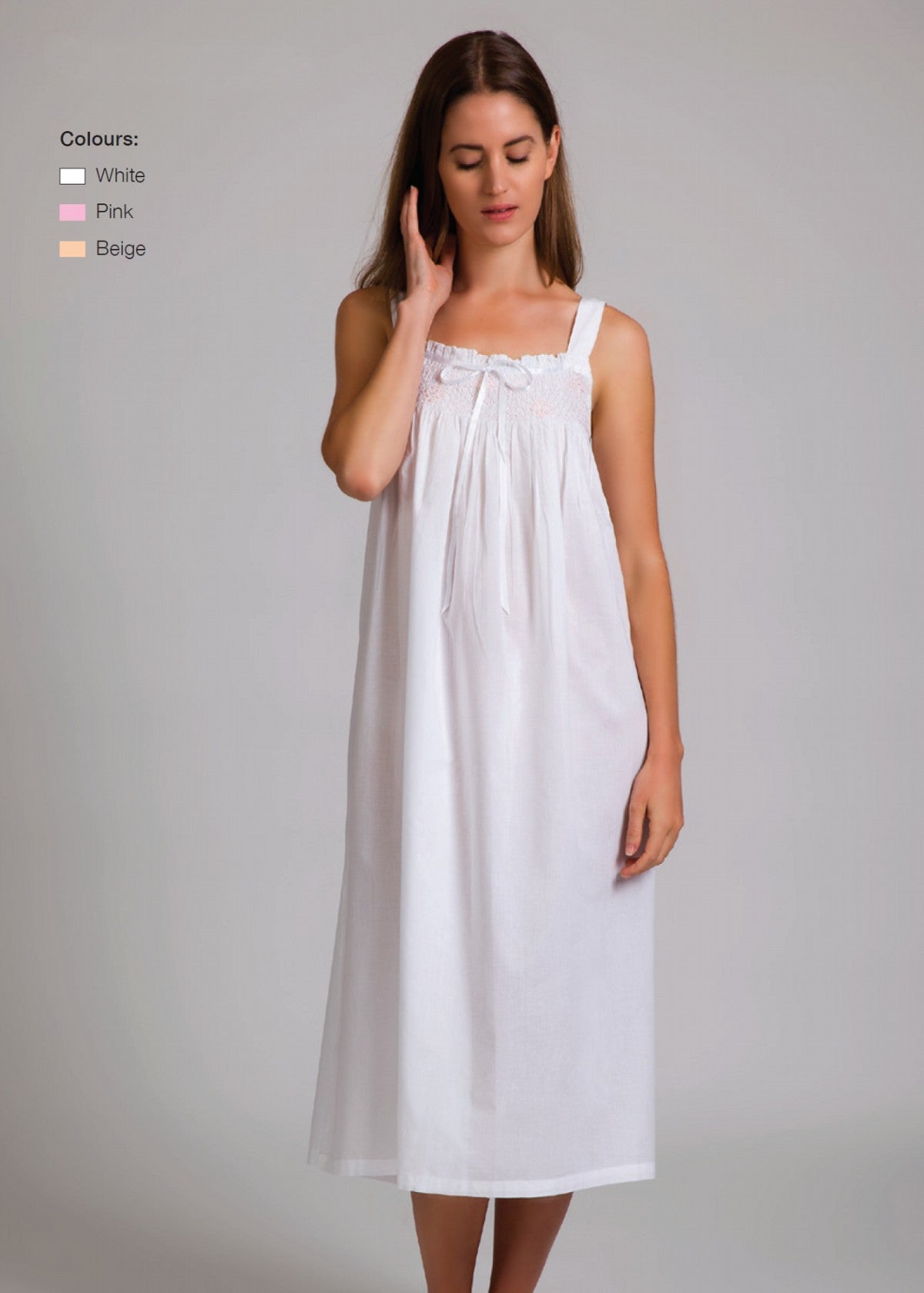 Nightie - White Smocking