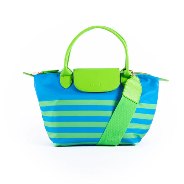 Mini Celine - Neon Blue with Green Stripes