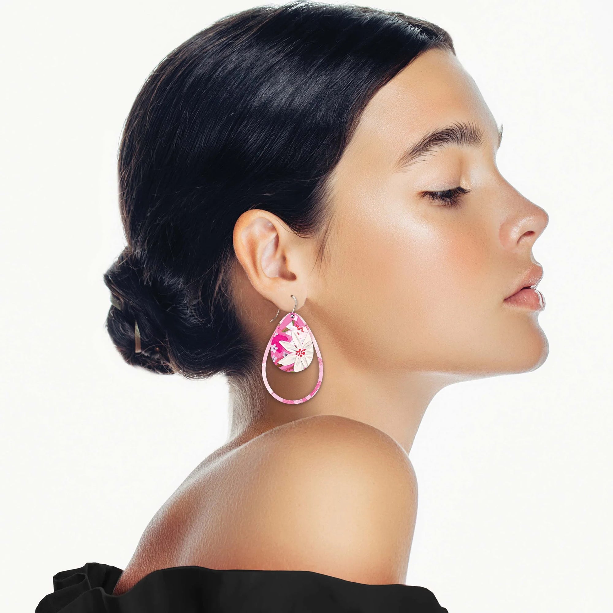 Kelsie Rose Power Pink Duo Outline Tear Drop Earrings