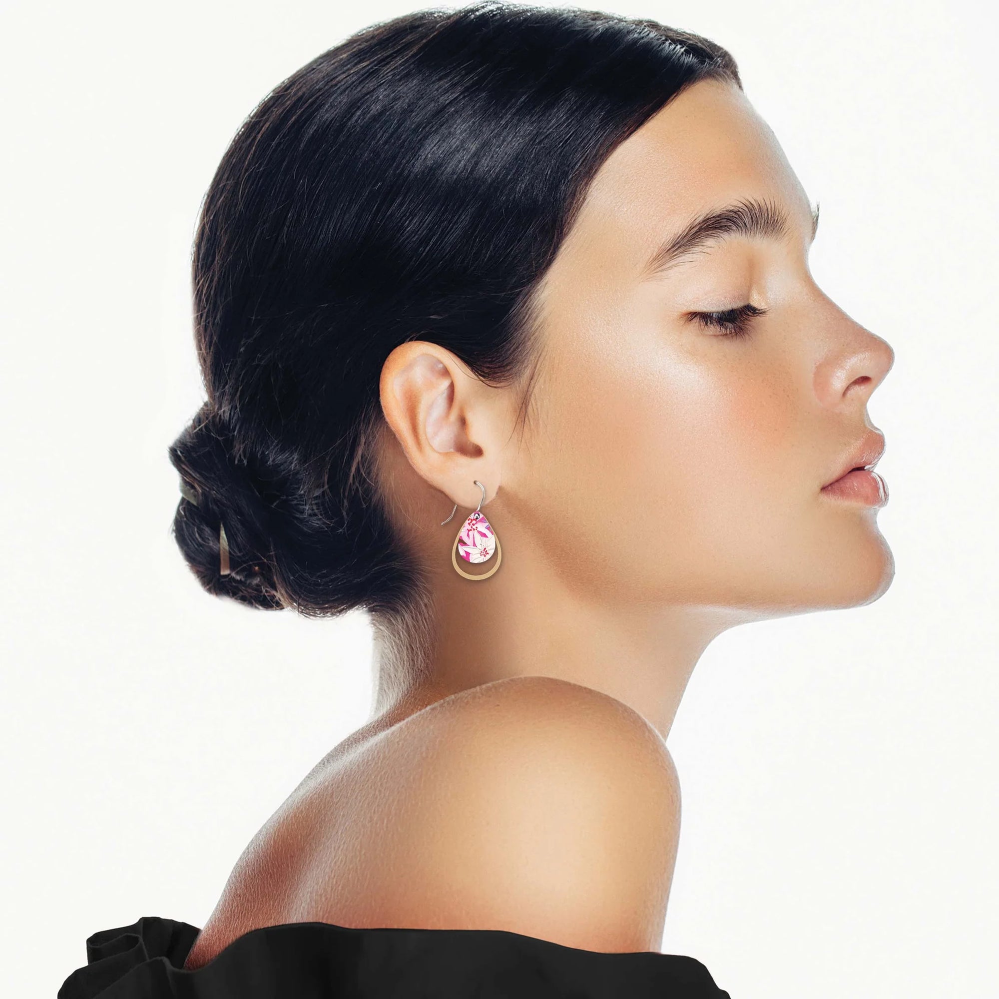 Kelsie Rose Power Pink Layered Iconic Outline Drop Earrings