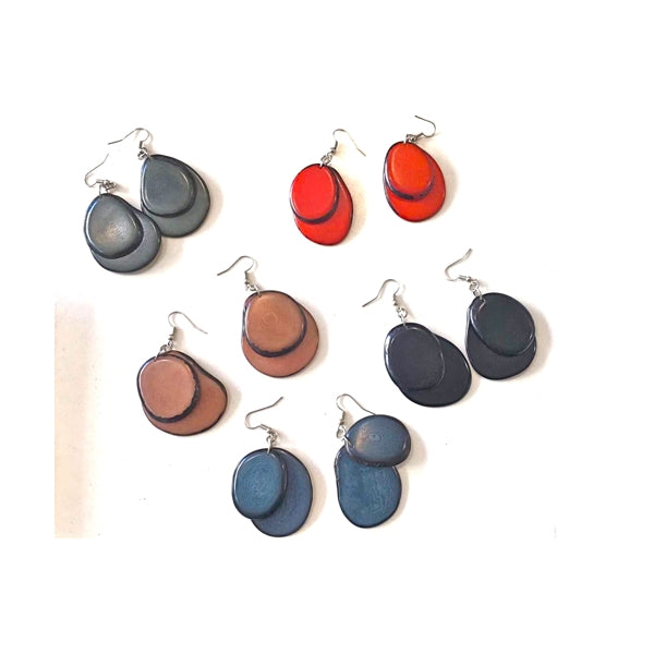 Double Slice Tagua Earrings