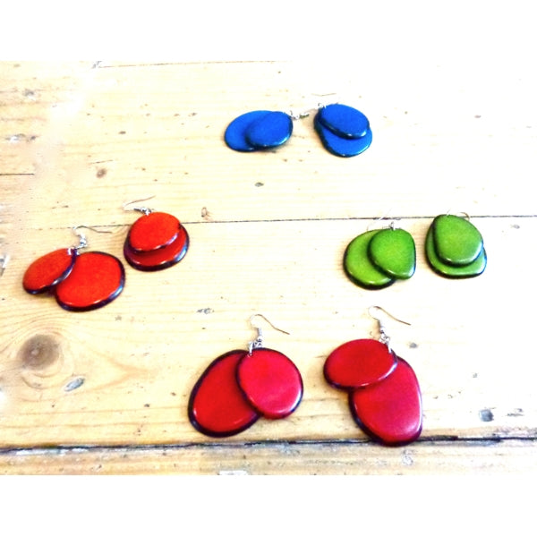 Double Slice Tagua Earrings