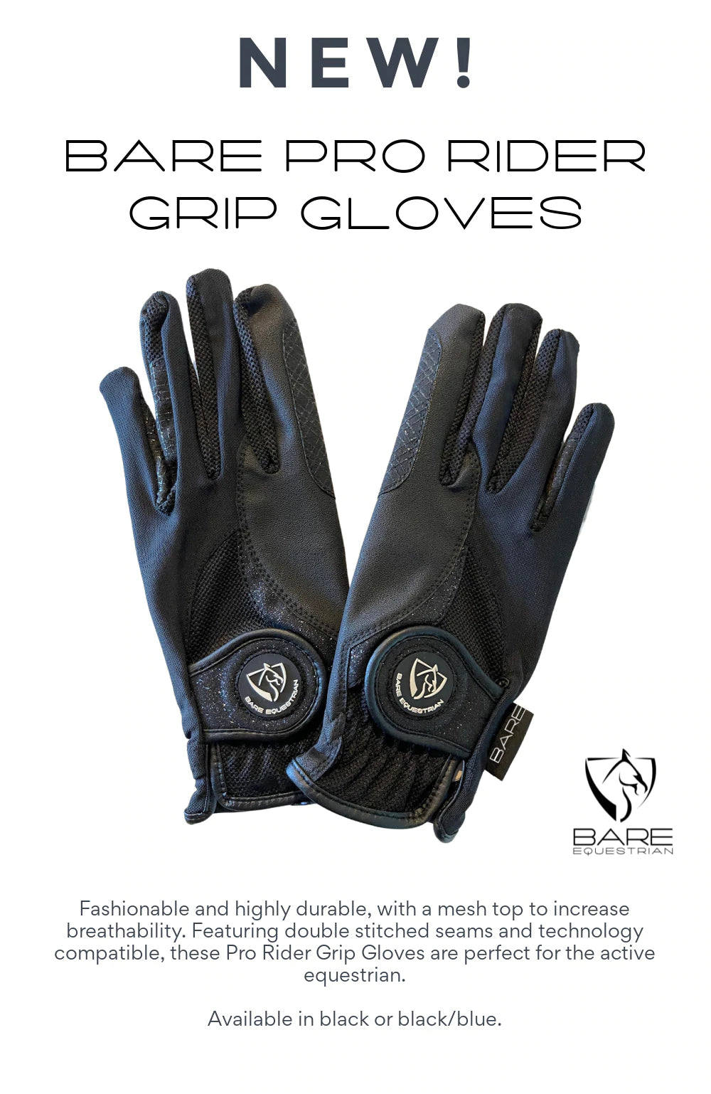 Mill &amp; Hide - Bare Equestrian - Bare Pro Rider Mesh Grip Gloves