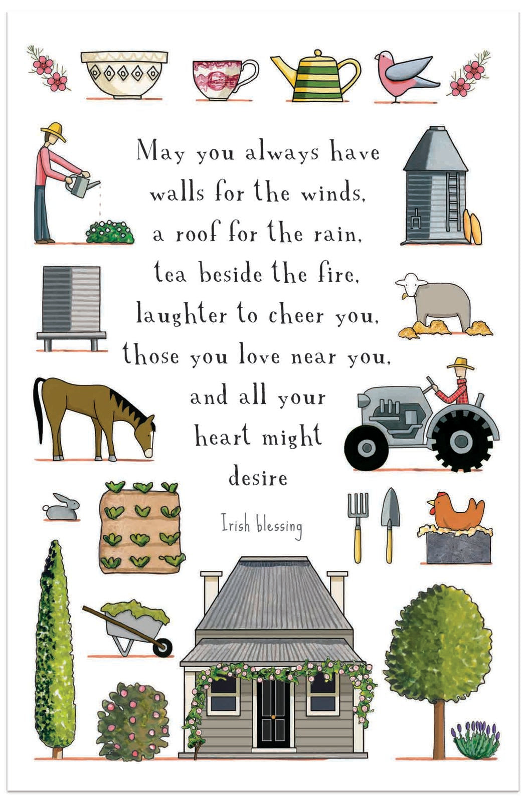 Mill &amp; Hide - Red Tractor Designs - Greeting Card - A Happy Life