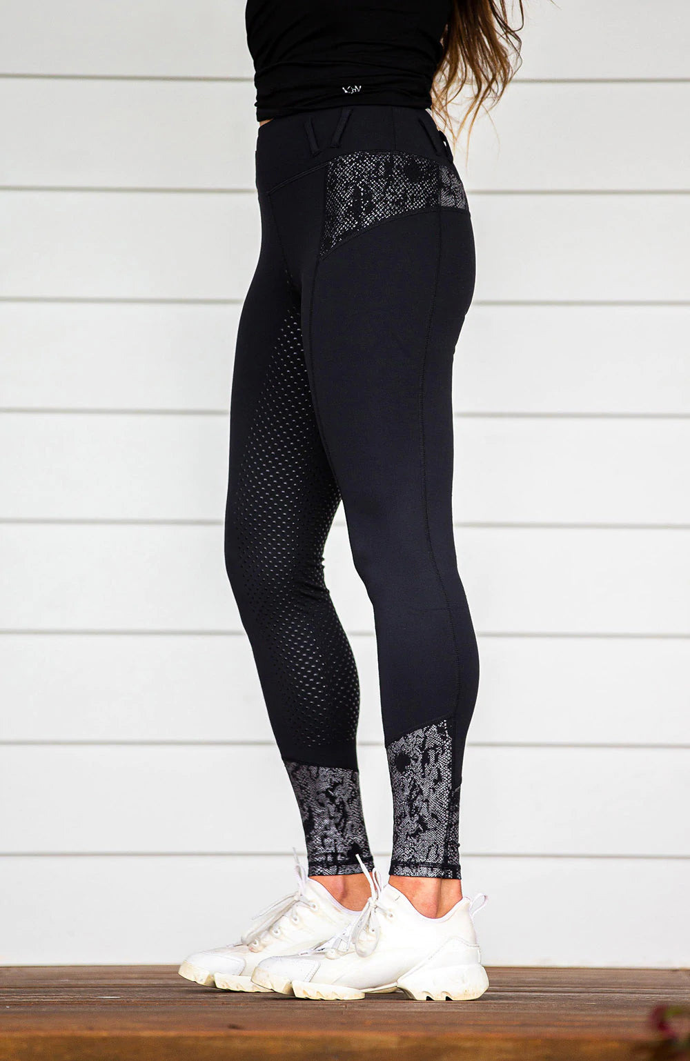 Mill & Hide - Bare Equestrian - Performance Riding Tights - Black Python